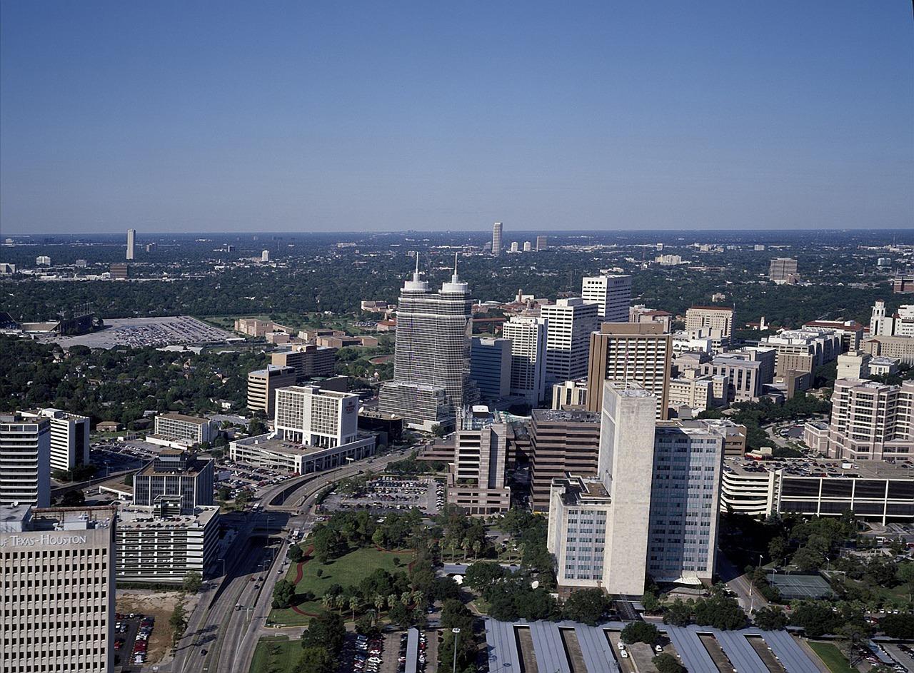 Houston Texas city urban skyline buildings downtown street view architecture