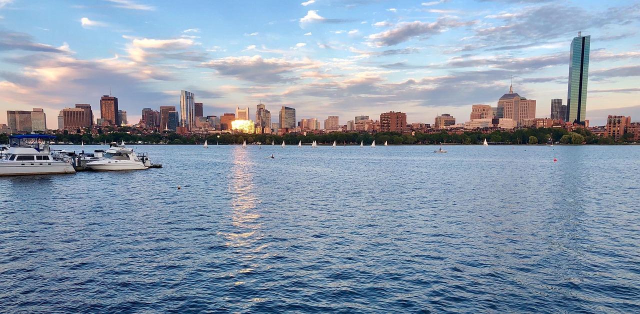 Boston Massachusetts Charles River Back Bay buildings cityscape skyline bridge view