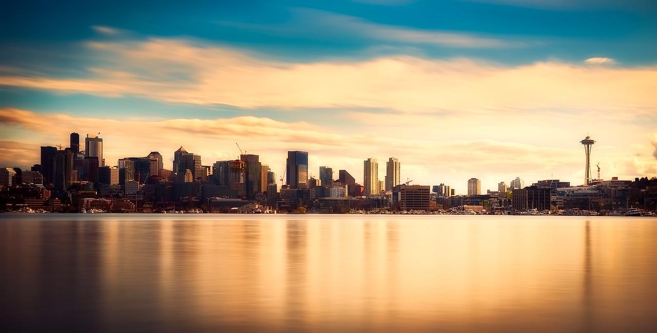 Seattle Washington panorama city view aerial photograph